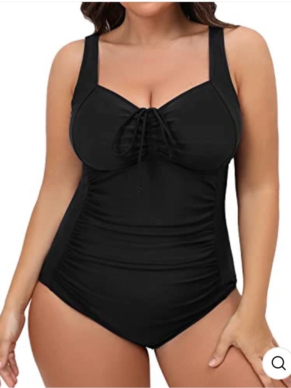 NWT Daci Black One-Piece Swimsuit with Front Tie, Size 16W